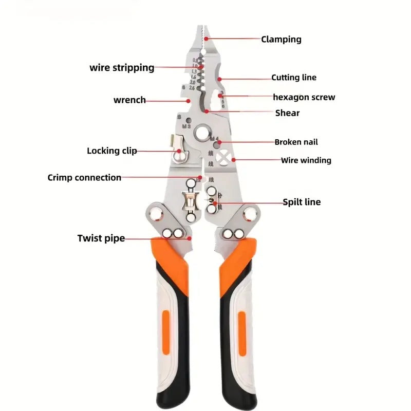 Foldable 8 In 1 Wire Stripping Cutting Multi Tool