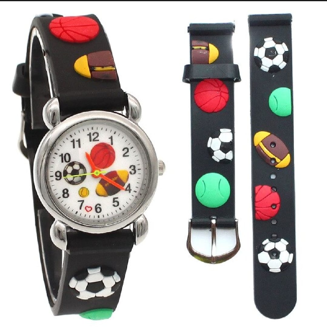 High Quality Cute Football Cartoon Children Watch Girls Rubber Kids Watches Boys Silicone Quartz Wristwatches Random Colour