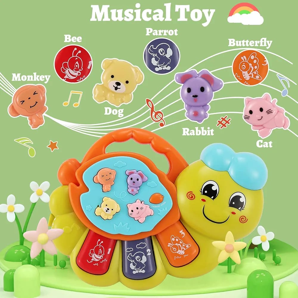 Toey Play Baby Toy With Caterpillar For 12 Months Musical Piano Keyboard With Songs Lights And Animal Sounds Interactive Toys For Early Learning Gifts For Little Kids Boys Girls 1 Year