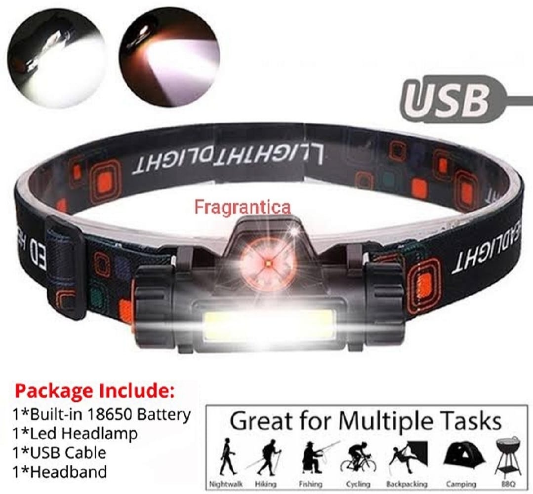 Rechargeable High Power Led Headlamp Waterproof Headlight With Adjustable Brightness Magnetic Side Ergonomic Strap For Camping Hiking Fishing Outdoor Use