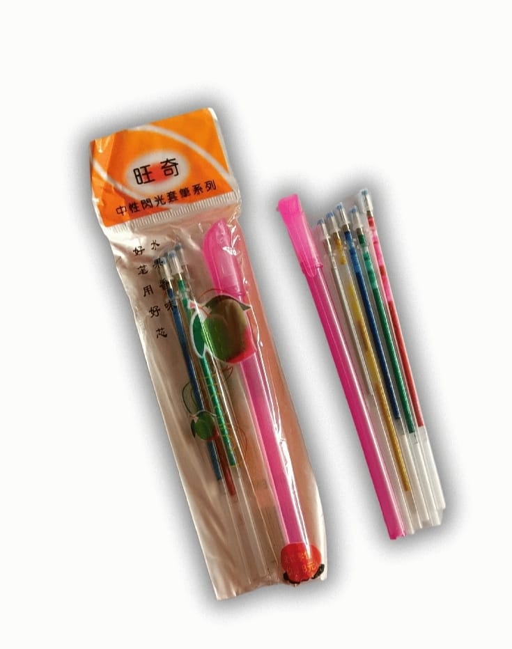 Glitter Gel Pen Refills Set 5 Multi Colored Metallic Ink Refills For Smooth Writing Amp Creative Art