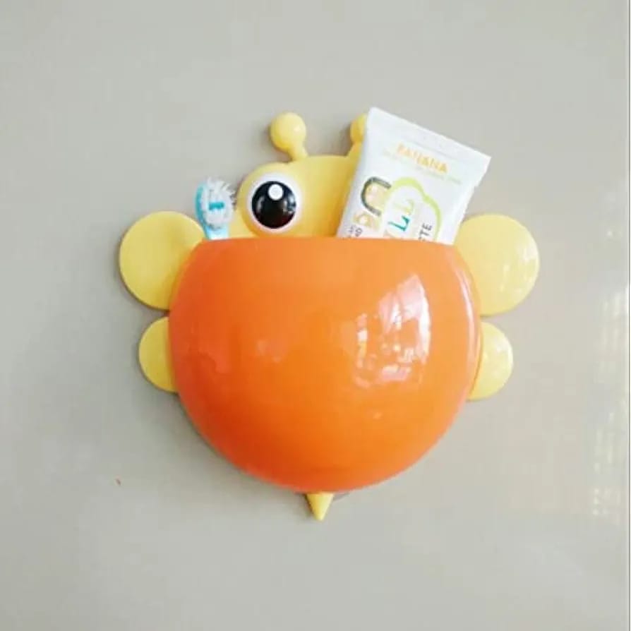 Bee Shaped Plastic Toothbrush Holder With Suction Hook Cute Wall Mounted Toothbrush Stand For Kids Travel Random Colors