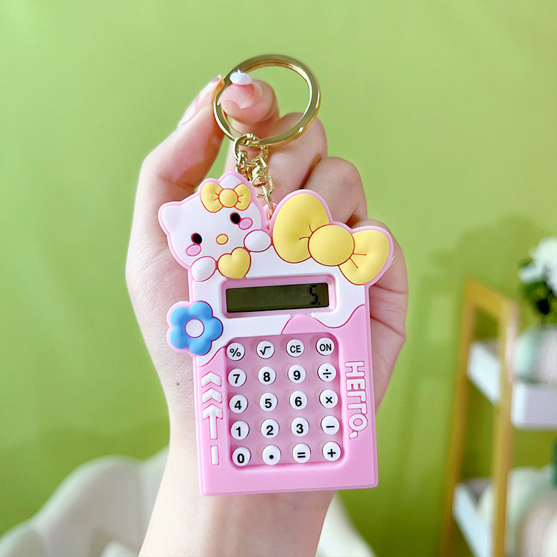 Mini Calculator Keychain Cute Pink Kawaii Cartoon Portable Calculator School Amp Student Supplies Stationery Gift Random Color