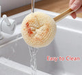 Multipurpose Fiber Cleaning Balls With Long Handle Reusable Scrubbers For Kitchen Household Cleaning 1 Handle 3 Balls