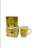 Smart And Cute Emoji Ceramic Smiley Cup With Spoon Stylish Tea And Coffee Mug Perfect Gift For Birthday Celebration And Decoration Random Designs