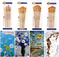 Pack Of 6 Professional Angular Brush Set For Artists Wooden Handle Ultra Soft Tapered Bristles Multi Purpose Brushes For Painting Designing Calligraphy Craft Ideal For Acry