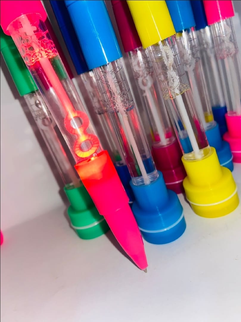 4 In 1 Pen With Stamp Bubbles Light And Writing Function Fun Creative Multi Use Pen For Kids Arts Crafts And School Supplies Premium Quality Imported Available In 6 Colors