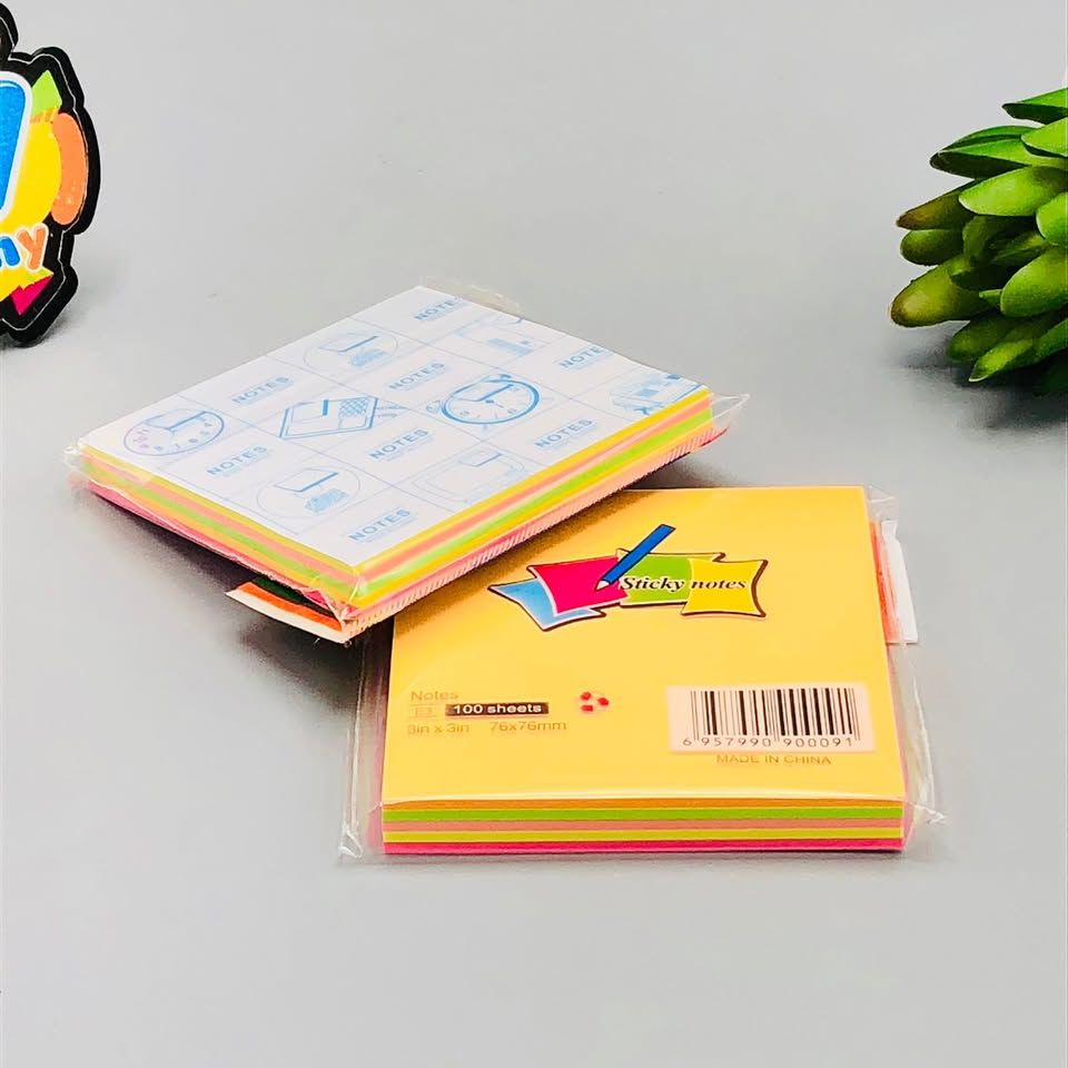 3X3 Inches Sticky Notes Pack 100 Sheets Per Pad Strong Adhesive Backing Easy To Write On Peel Off Convenience Perfect For Home Office And School Use Random Color