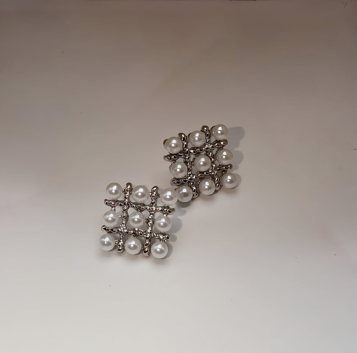 Pearl Square Korean Earrings – Elegant Women’s Fashion Jewelry in Silver and Golden Colors PJT-106 - Golden
