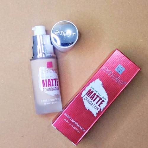 Emelie Liquid Matte Foundation Long Lasting Spf 25 2 In 1 Coverage Shade 1 40 Ml