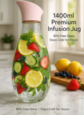 1400ml Hard Glass Water Jug with Lid – Heat-Resistant Pitcher for Water, Juice, Iced Tea, Milk & Beverages