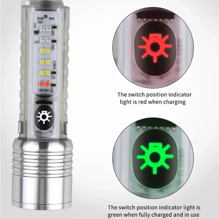 520A Multifunctional Zoom Flashlight Rechargeable Torch With White Red Blue Amp Uv Led White Laser