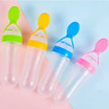 Silicone Baby Spoon Squeezing Feeding Bottle Feeder Soft Safe Easy Baby Food Dispenser Random Color