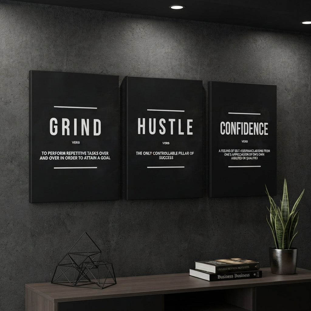 Set Of 3 Motivational Sticky Phototiles - Decor Product Designed For Wall Decoration And Daily Interior Styling Routine - Size: 8x11