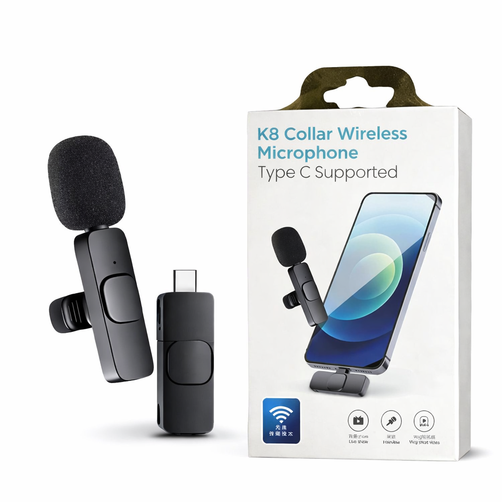 K8 Wireless Collar Microphone Type-C Supported