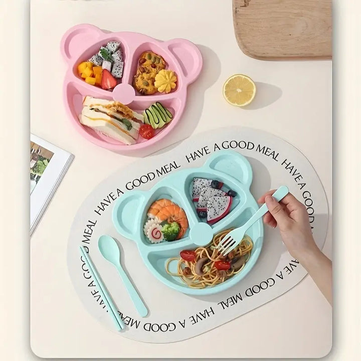 5 Piece Multi Color Panda Plates With 3 Spoons And 2 Forks Household Food Grade Plastic Plates Setrandom Color