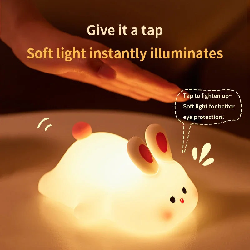 Cute Rabbit Silicone Lamp Soft Touch Night Light For Kids And Home Decor