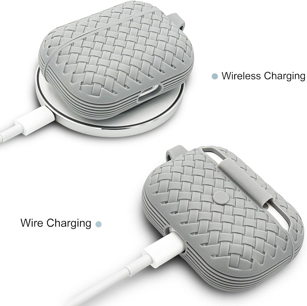 Silicone Breathable Braided Case Cover – Soft TPU Protective Charging Case (Random Color)