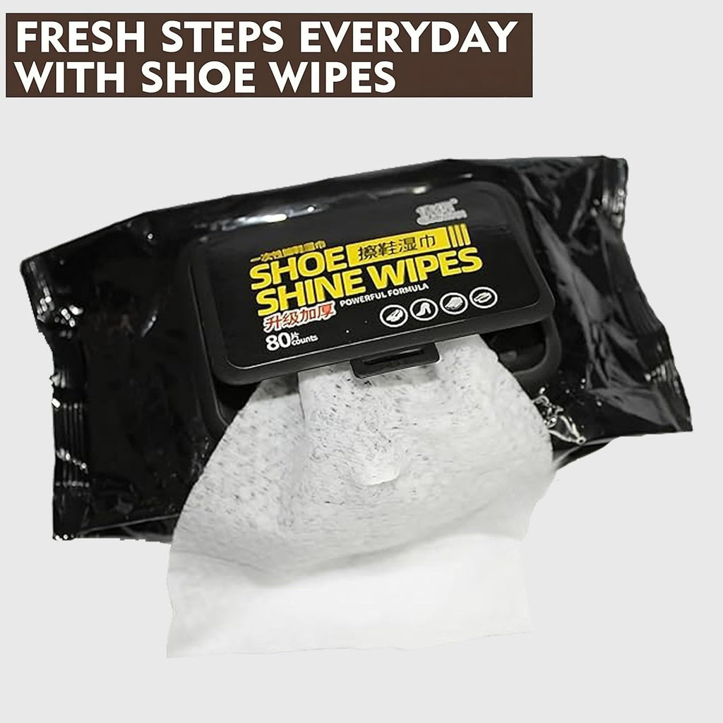 Shoe Wipes | 80 Pcs Instant Cleaner | Quick Dirt & Stain Removal | Shoe Cleaning Kit