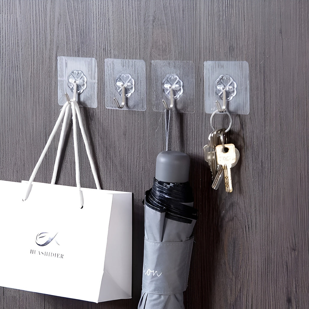 Transparent Self-Adhesive Wall Hooks – Strong Hold, No Drill, Damage-Free Hanging (Pack of 10)