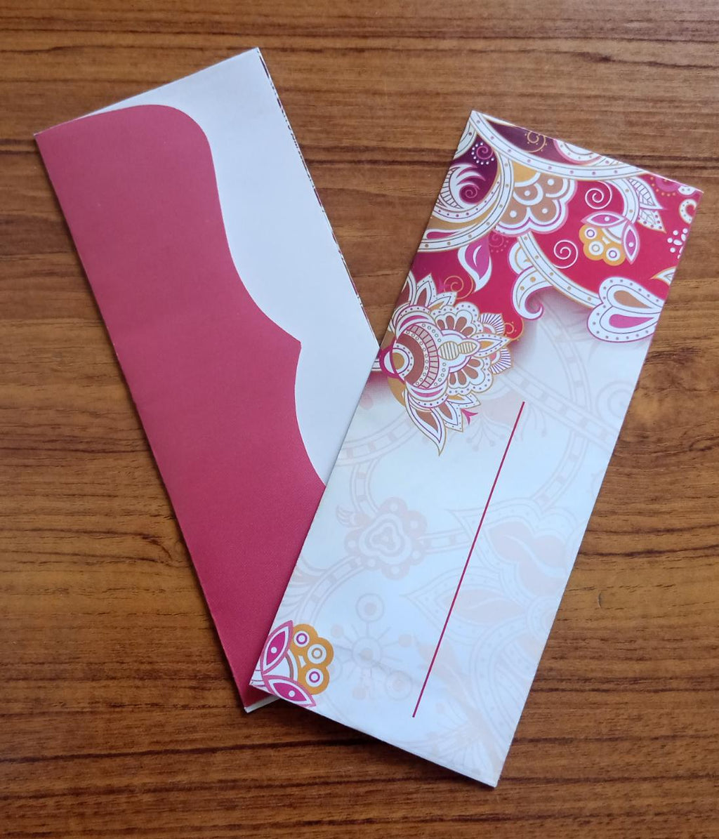 Premium Dark Pink Floral Mandala Eidi Envelopes for Weddings & Engagements (15 Pieces) – Elegant Card Cash Pack