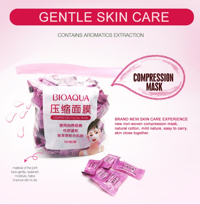 Pack Of 50 Bioaqua Compressed Facial Tablet Face Sheet 50 Pcs Facial Tablets Best Quality Facial Tablets