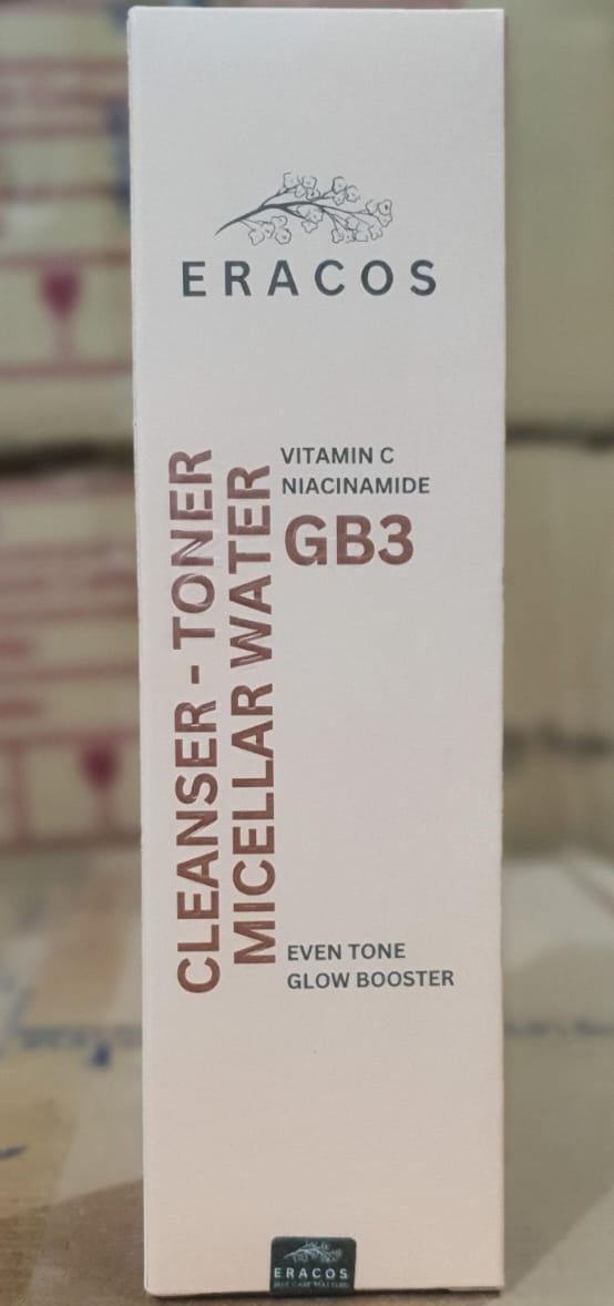 Eracos GB3 Cleanser Toner Micellar Water Gentle Formula Removes Makeup Clears Impurities Refreshes Skin Provides Smooth And Healthy Look For Daily Use - 200ml
