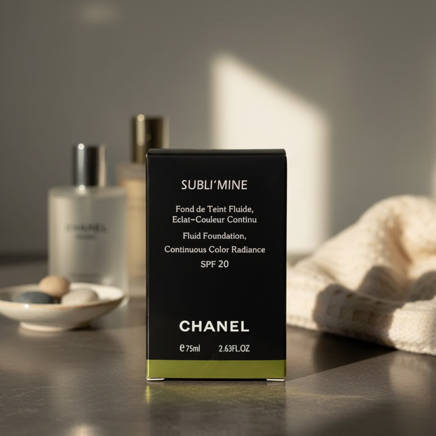 Chanel Sublimine Fluid Foundation Continuous Color Radiance SPF 20 Shade 101 Exact Champagne Long Lasting Smooth Finish 75ml