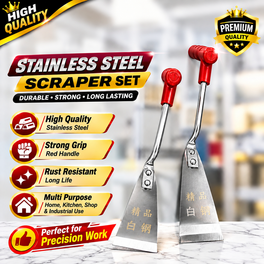 Stainless Steel Scraper Set – Durable & Multi-Purpose Cleaning Scrapers for Kitchen, Stove