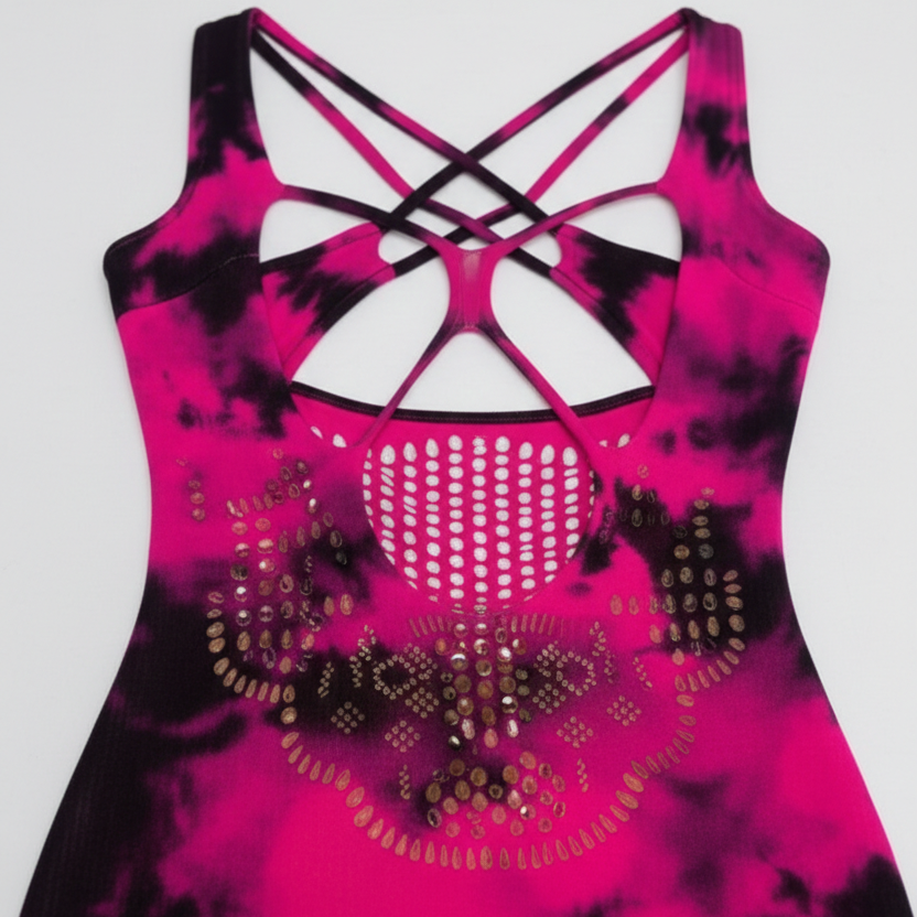 Exotic Criss-Cross Neck Tie-Dye Stocking Night Dress for Women | Seamless Mesh Nighty (Free Size)