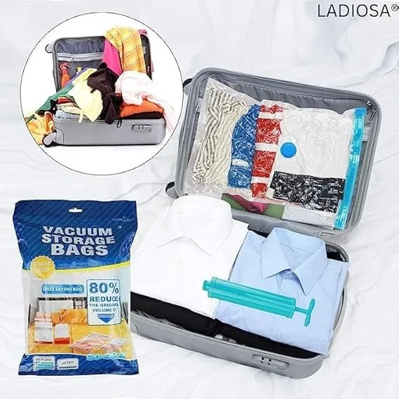 Vacuum Storage Bag Packaging Bag for Vacuum Compression Storage Space Saving Storage Organizer (5 bags with Pump)