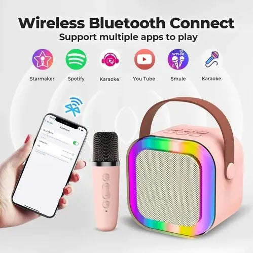 K12 Portable Speaker With Mic | Karaoke Microphone With Speaker | Portable Wireless Bluetooth Speaker - Double Mic
