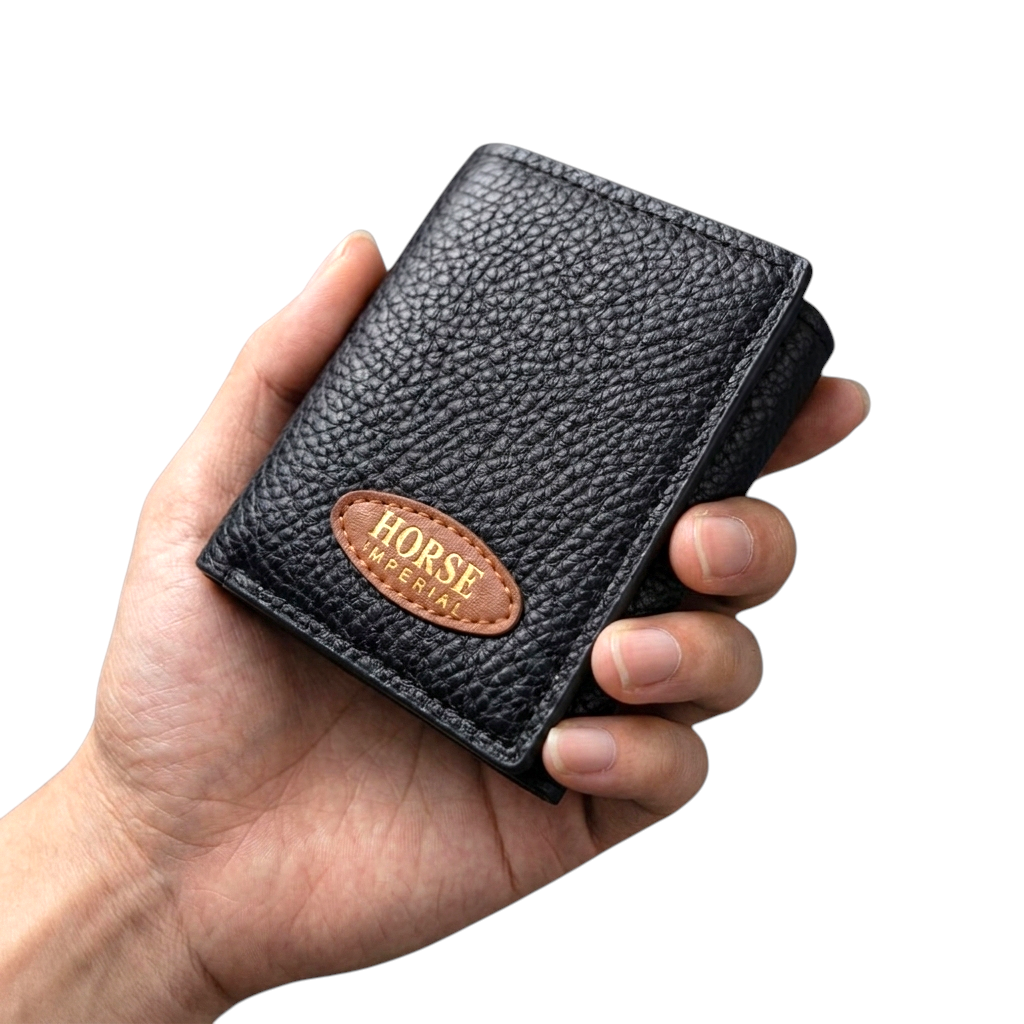 Horse Imperial Premium Tri-Fold Wallet – 10 Card Slots | Dual Cash Pockets | Zipper Pocket | Unisex Wallet - Beige