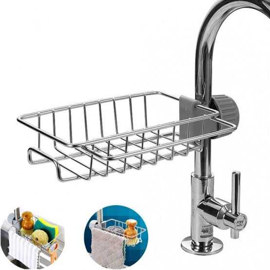Stainless Steel Faucet Sponge Holder & Sink Organizer Rack