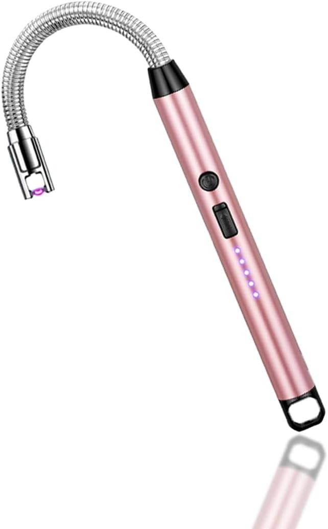 360° Outdoor Kitchen USB Rechargeable Arc Lighter – Flexible Neck, Safety Lock, Windproof & Eco-Friendly Design- Random color