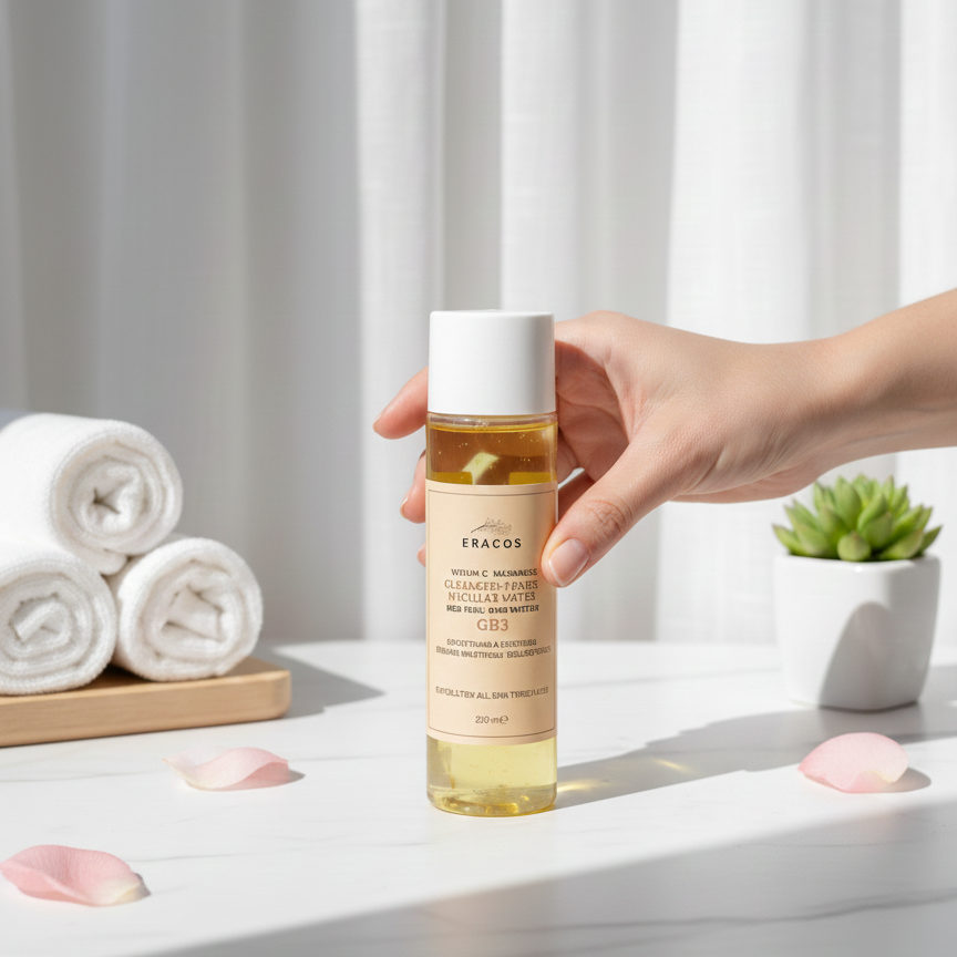 Eracos GB3 Cleanser Toner Micellar Water Gentle Formula Removes Makeup Clears Impurities Refreshes Skin Provides Smooth And Healthy Look For Daily Use - 200ml