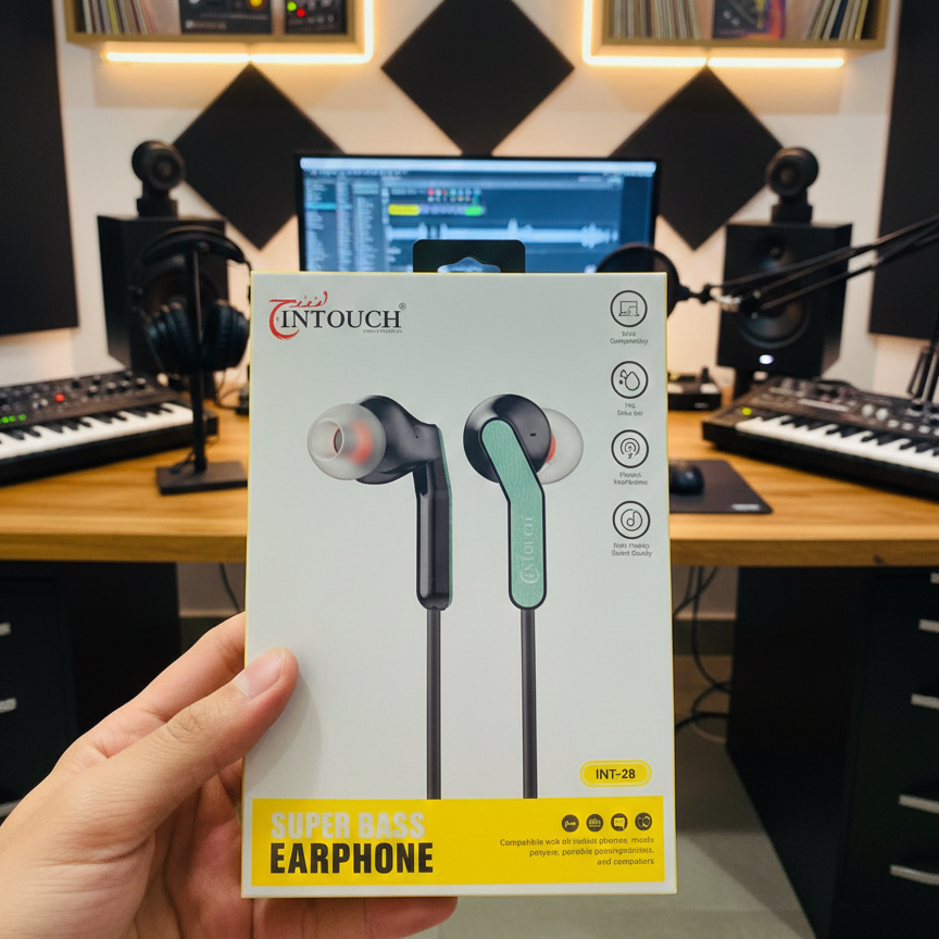 Intouch INT‑28 Super Bass Wired Earphones | 3.5mm Jack | Universal Compatibility