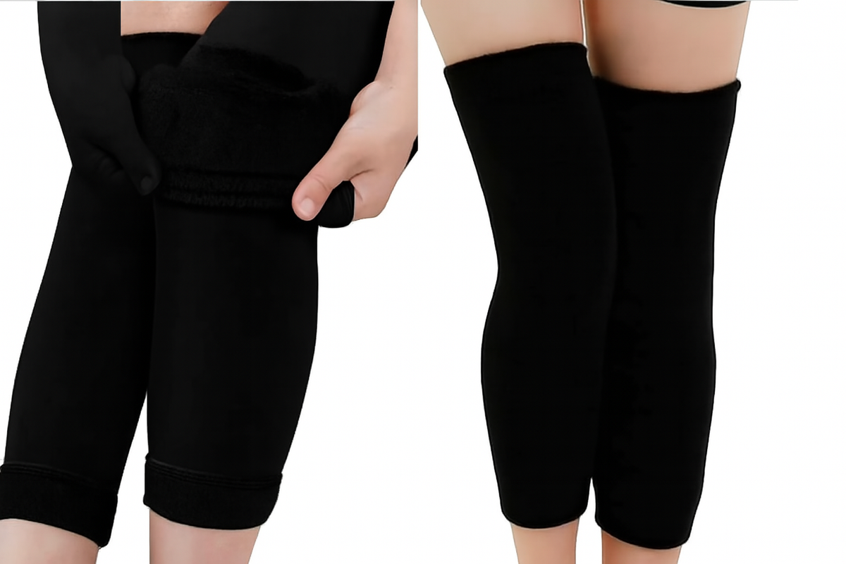 1 Pair Thermal Wool Knee Brace Sleeves – Long Warm Leg Support For Winter, Pain Relief & Joint Protection For Men And Women (Black)