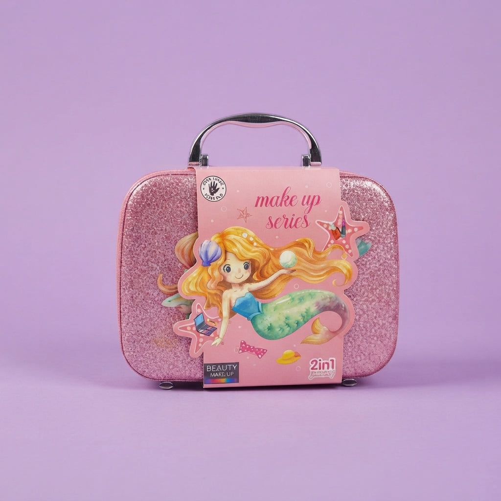 Mermaid 2-In-1 Makeup And Jewelry Case For Kids - Toy Accessory Designed For Makeup Storage And Daily Playtime Routine