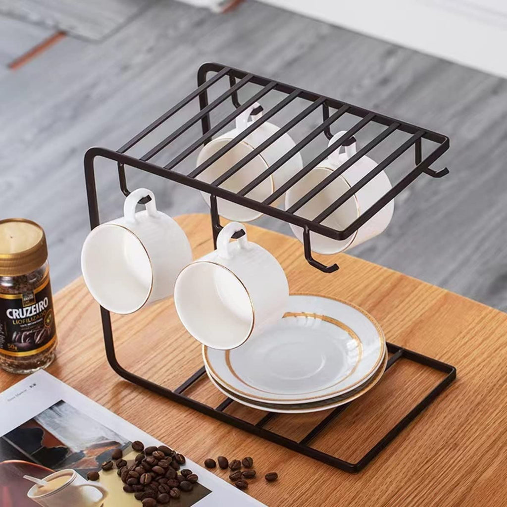 Metal Mug Stand Holder Tree Rack – Modern Space-Saving Mug Organizer with Smooth Hooks for Kitchen & Coffee Corner Decor