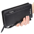 Balebaily Long Zipper Wallet for Men & Women PU Leather Wallet with 15 Card Slots Phone Pocket and Photo Window - Black