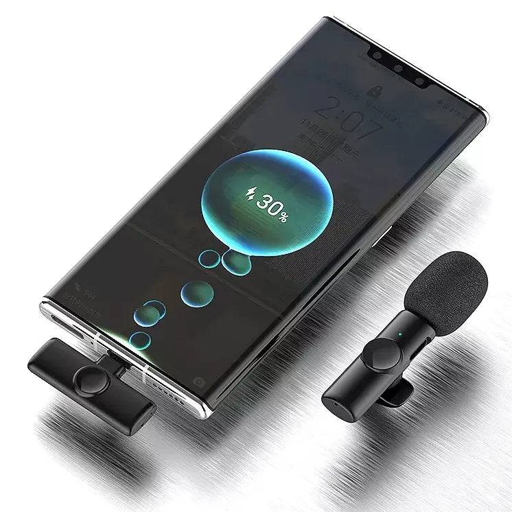 K11 2-in-1 Dual Wireless Collar Microphone Type-C & Lightning Omnidirectional Lavalier Mic for iPhone, Android, and Vlogging