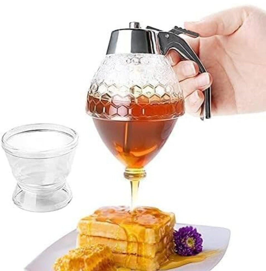 Honey Dispenser 200ML | No-Drip Syrup Pot & Juice Storage Jar | Easy-Pour Bee Design Container for Honey, Maple Syrup, Sauces & Kitchen Use
