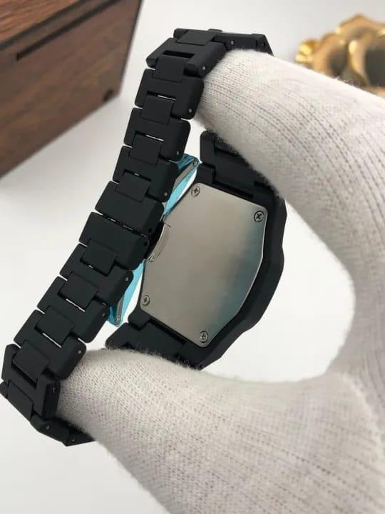 The Noir Eastern Minimalist – Matte Black Octagonal Timepiece ( without box)