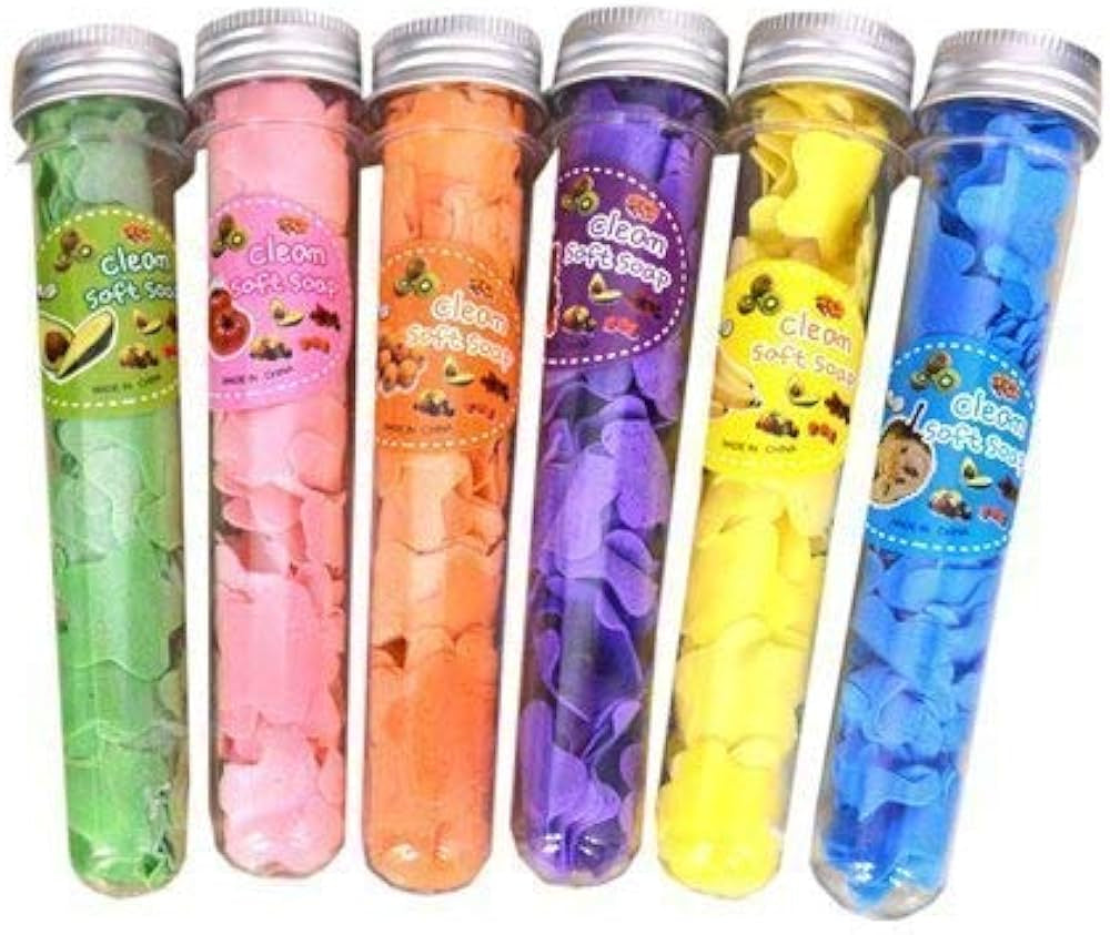 100 PCS Disposable Flower Paper Soap With Portable Tube Bottle – Multi-Color Travel Soap Sheets For Hand Washing, Camping, And Outdoor Use ( Random Color )