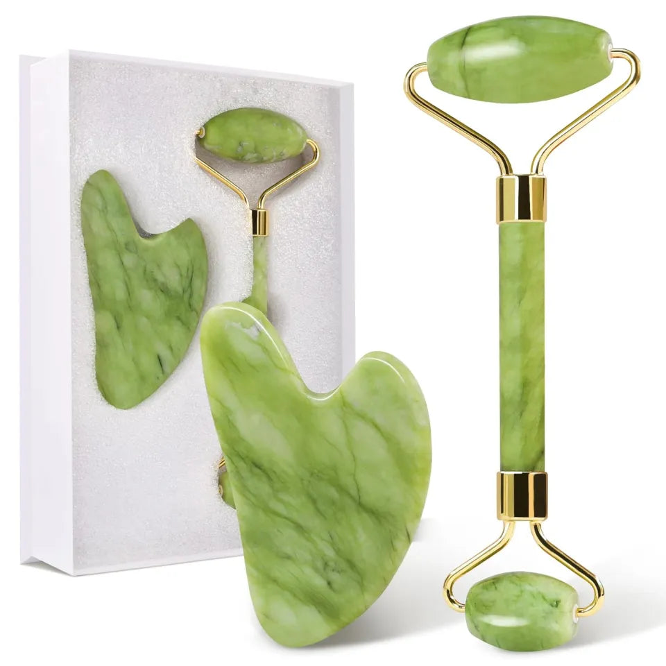 Flawless Jade Roller With Guasha Stone Marble Stone Stimulates healthier skin | Skin Care Jade Roller