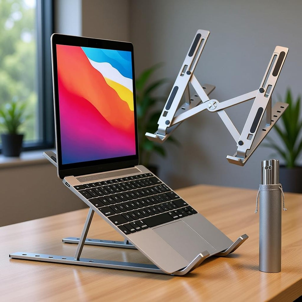 Speed-X Professional Adjustable Aluminium Laptop Stand – Heavy Duty 16 Inch Height, Foldable & Portable (6 Angles)