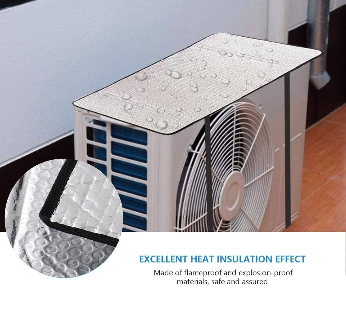AC Outer Cover With Clip | AC Foil Cover For Outer | Head Resistant Waterproof AC Cover | Air Conditioner Foil Cover for 1 & 1.5 Ton