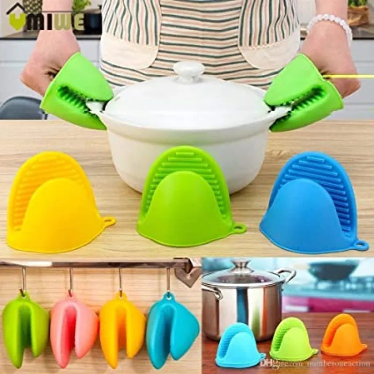 Silicone Heat Resistant Gloves Clips Insulation Non Stick Anti Slip Pot Bowel Holder Clip Cooking Baking Oven Mitts Pair Random Color 3