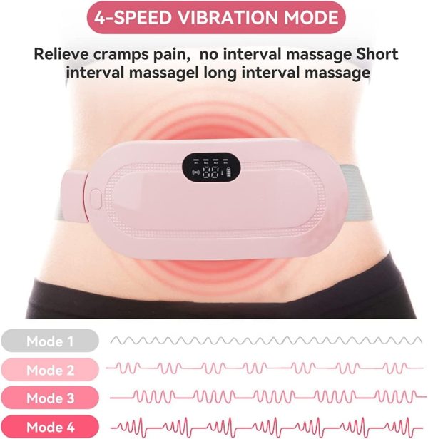 Portable Menstrual Heating Cramp Pad Belt for Women – Electric Period Pain Relief Massager with 3 Heat Levels & 4 Massage Modes - With Box | Period Cramp Belt